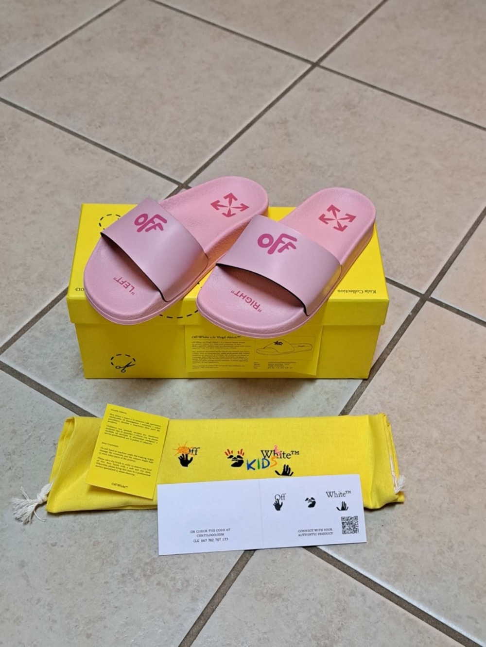 Off-White Kids Slides "OFF" - Kids Toddler USA size 12C (Italian Kids Size 30)